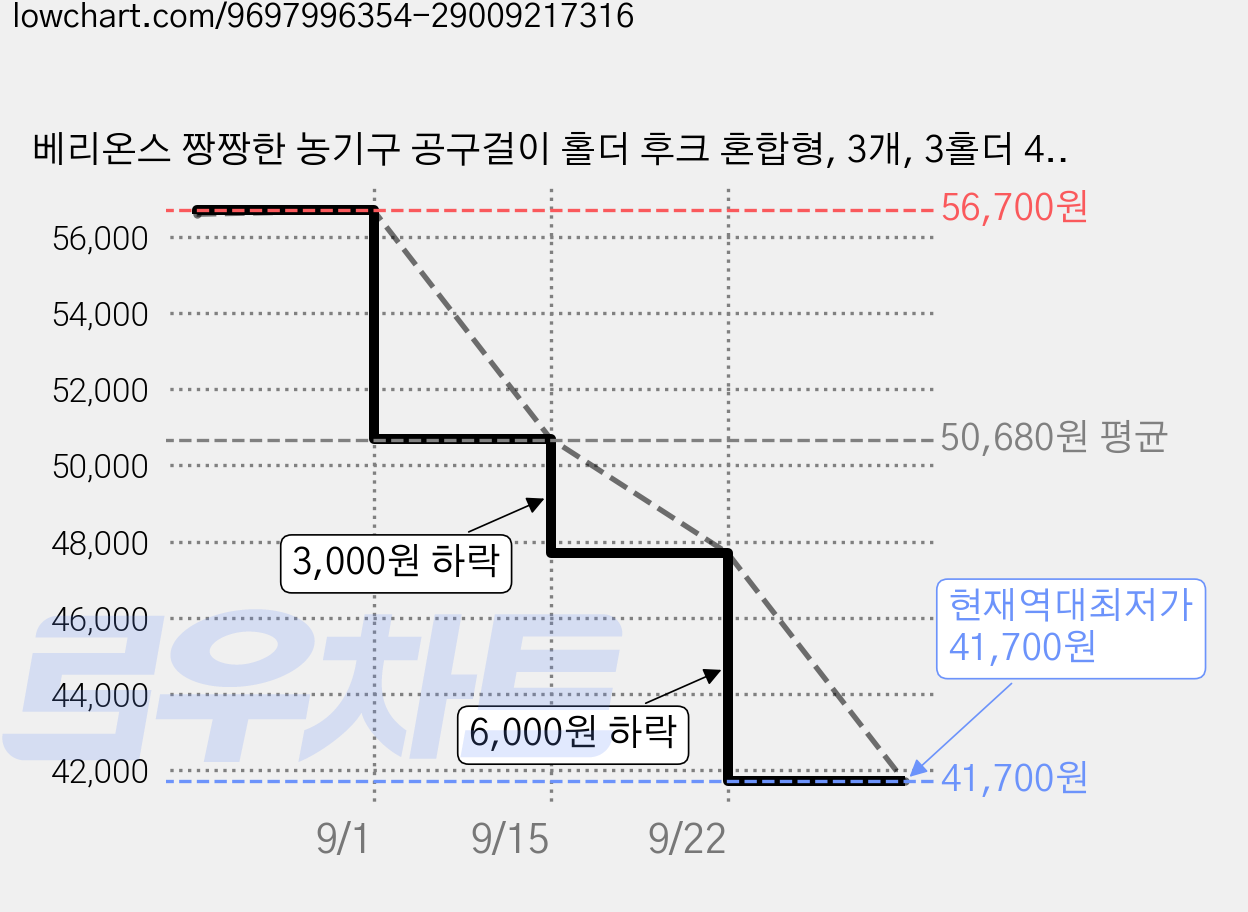 베리온스 짱짱한 농기구 공구걸이 홀더 후크 혼합형, 3개, 3홀더 4후크 가격 변동 차트, 현재가 41,700원, 역대최저가