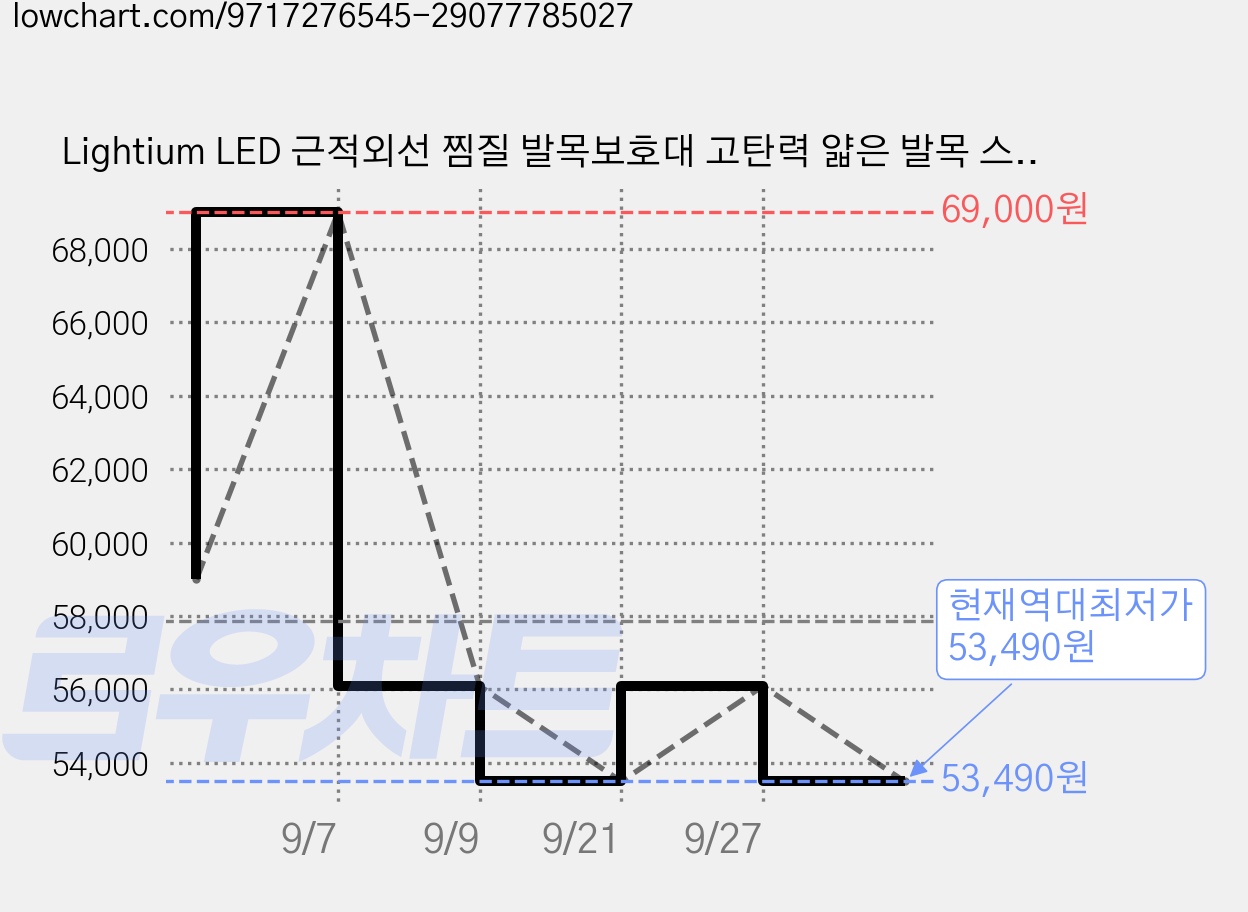 Lightium LED 근적외선 찜질 발목보호대 고탄력 얇은 발목 스포츠 아대, 블랙, RZ-011 가격 변동 차트, 현재가 53,490원, 역대최저가