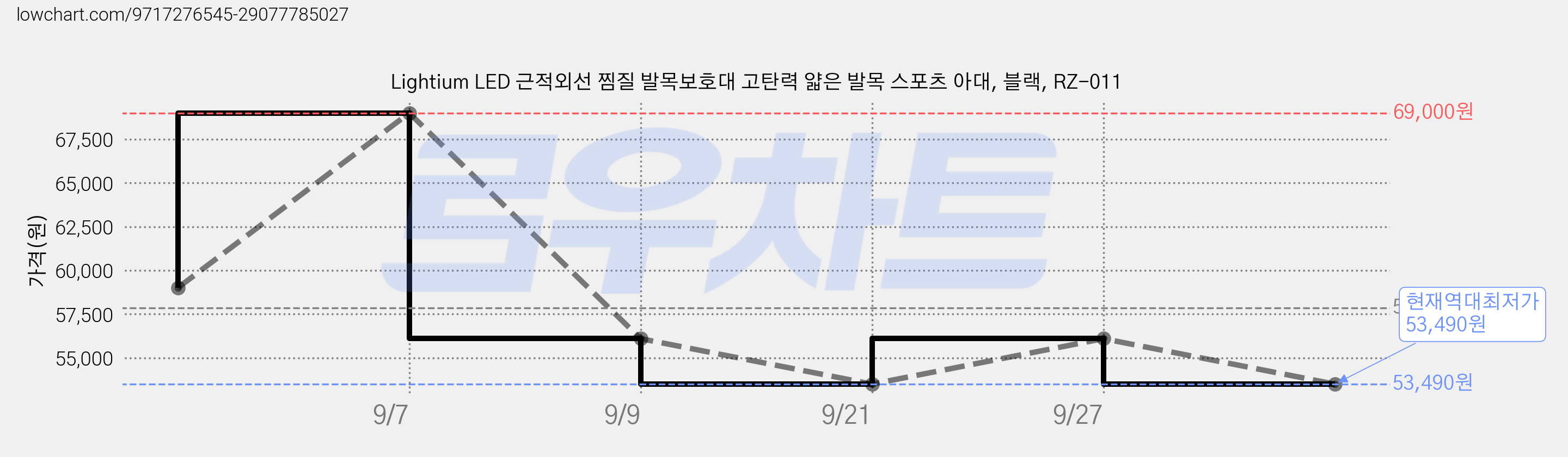 Lightium LED 근적외선 찜질 발목보호대 고탄력 얇은 발목 스포츠 아대, 블랙, RZ-011 가격 변동 차트, 현재가 53,490원, 역대최저가