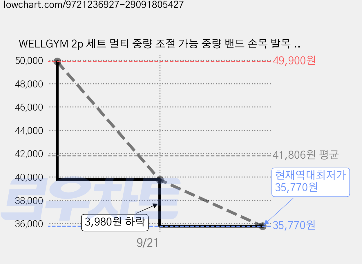 WELLGYM 2p 세트 멀티 중량 조절 가능 중량 밴드 손목 발목 아령 운동, 3kg, Blck 가격 변동 차트, 현재가 35,770원, 역대최저가