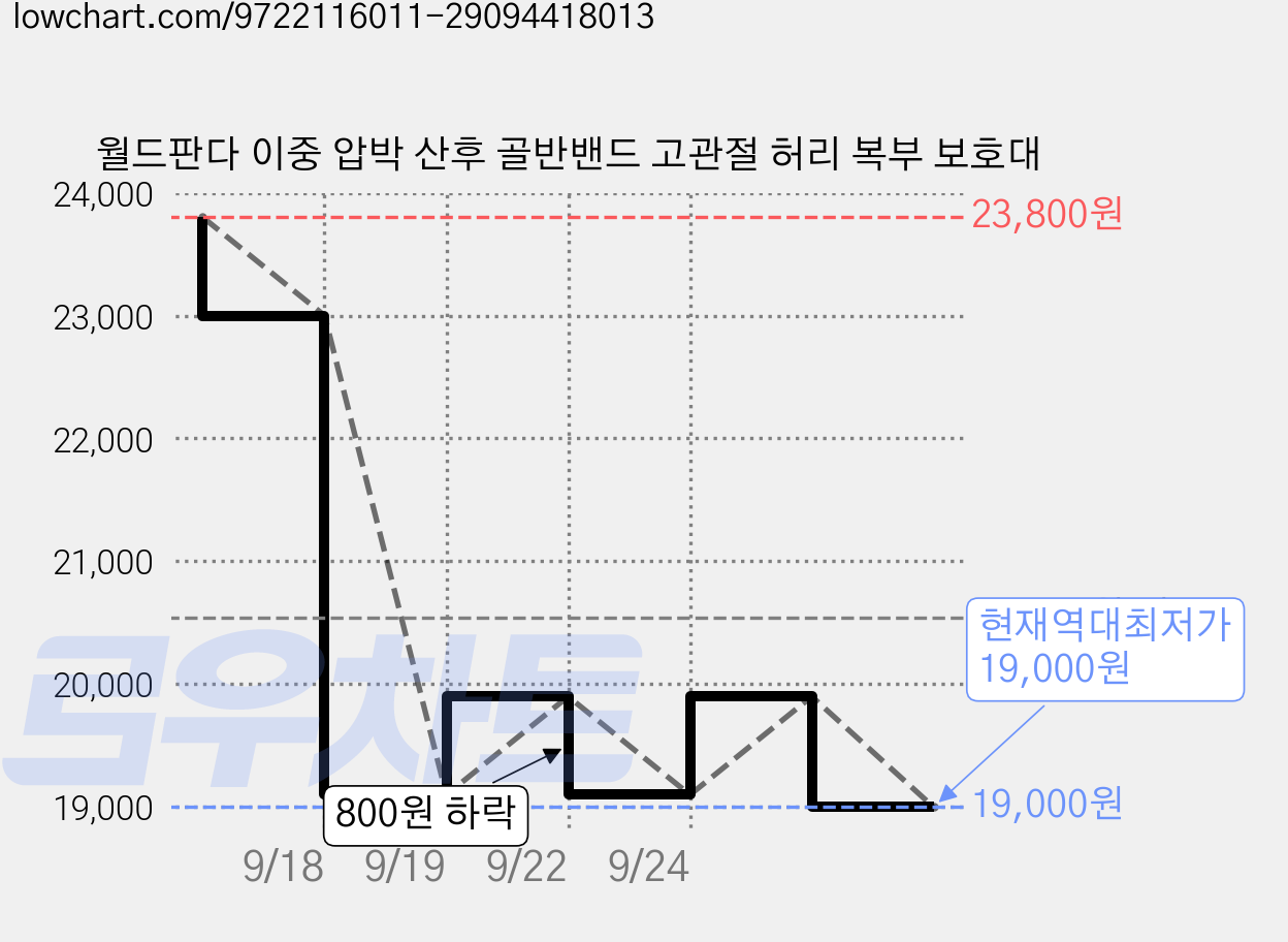 월드판다 이중 압박 산후 골반밴드 고관절 허리 복부 보호대 가격 변동 차트, 현재가 19,000원, 역대최저가