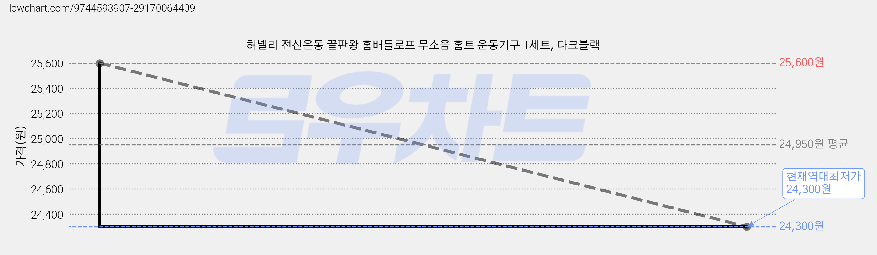 허넬리 전신운동 끝판왕 홈배틀로프 무소음 홈트 운동기구 1세트, 다크블랙 가격 변동 차트, 현재가 24,300원, 역대최저가